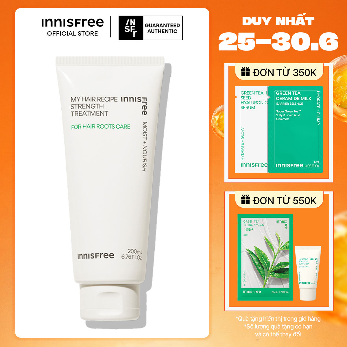 Kem ủ dưỡng chân tóc INNISFREE My Hair Recipe Strength Treatment For Hair Roots Care 200ml