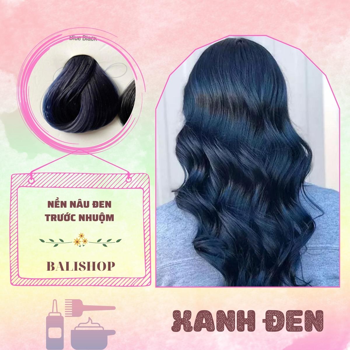 Thuốc nhuộm tóc màu xanh dương đen, xanh đen, xanh than thuốc nhuộm tóc không cần tẩy, kem nhuộm tóc tại nhà bali shop