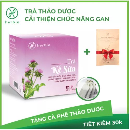 [HCM][TẶNG GÓI CAFE 15G] Trà thảo mộc Kế sữa Herbio - giải độc gan  chống viêm  chống oxy hóa  giảm đường trong máu - hộp 12 gói  gói 3g