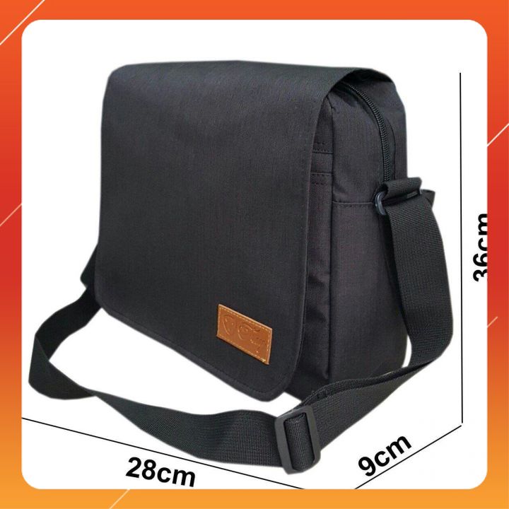 Cặp xách nam đeo chéo size 36cm chất vải bố chống thấm vừa tập vở tài liệu A4, đựng vừa laptop đi học cho học sinh sinh viên.