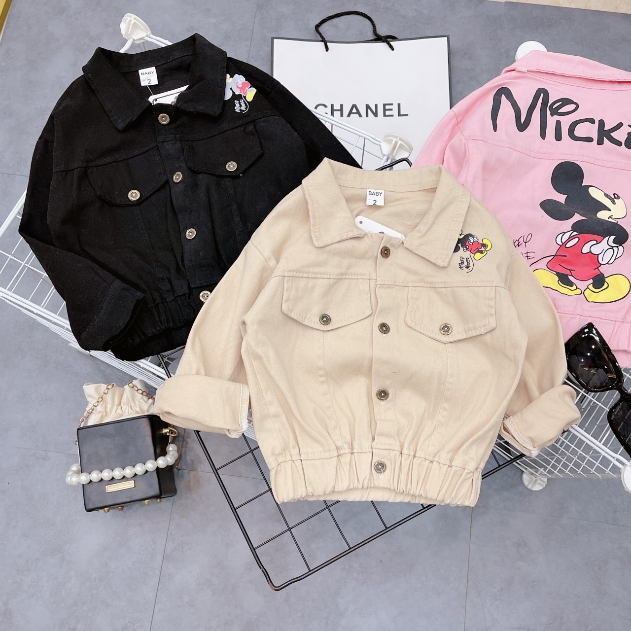 Áo khoác kaki Mickey bé trai bé gái siêu dễ thương