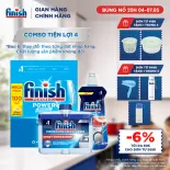 [LIVESTREAM] Combo Finish tiện lợi 4: Hộp 100 Viên Rửa Bát Essential + Nước Làm Bóng Finish 500ml + Dung dịch vệ sinh máy