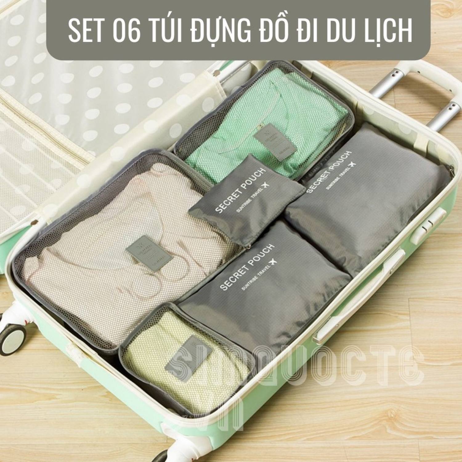 Bộ 6 túi đựng quần áo đồ lót tất vớ đi du lịch chống thấm nước Secret