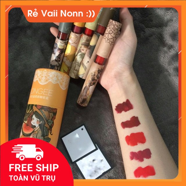 Set son vongee 5 cây ống cam 5 tone màu siêu hot , siêu lì , bền màu 4-8h