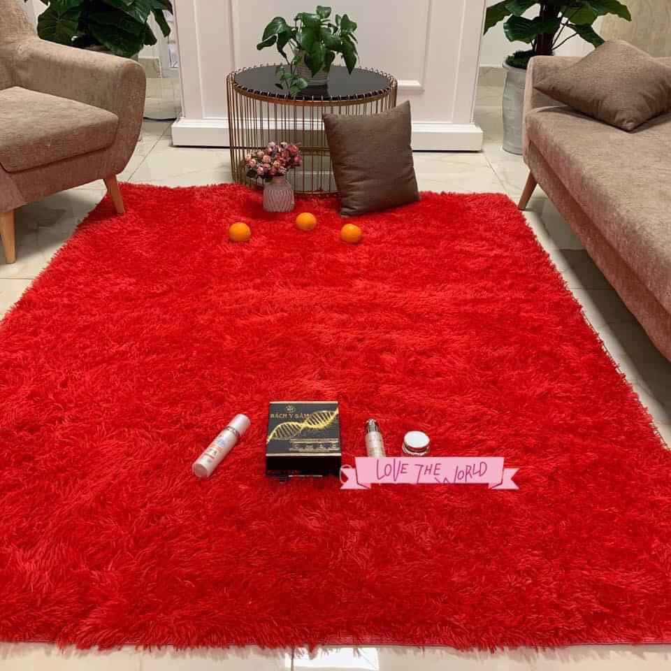 Thảm lông trải sàn 1m6x2m mẫu sang trọng đỏ
