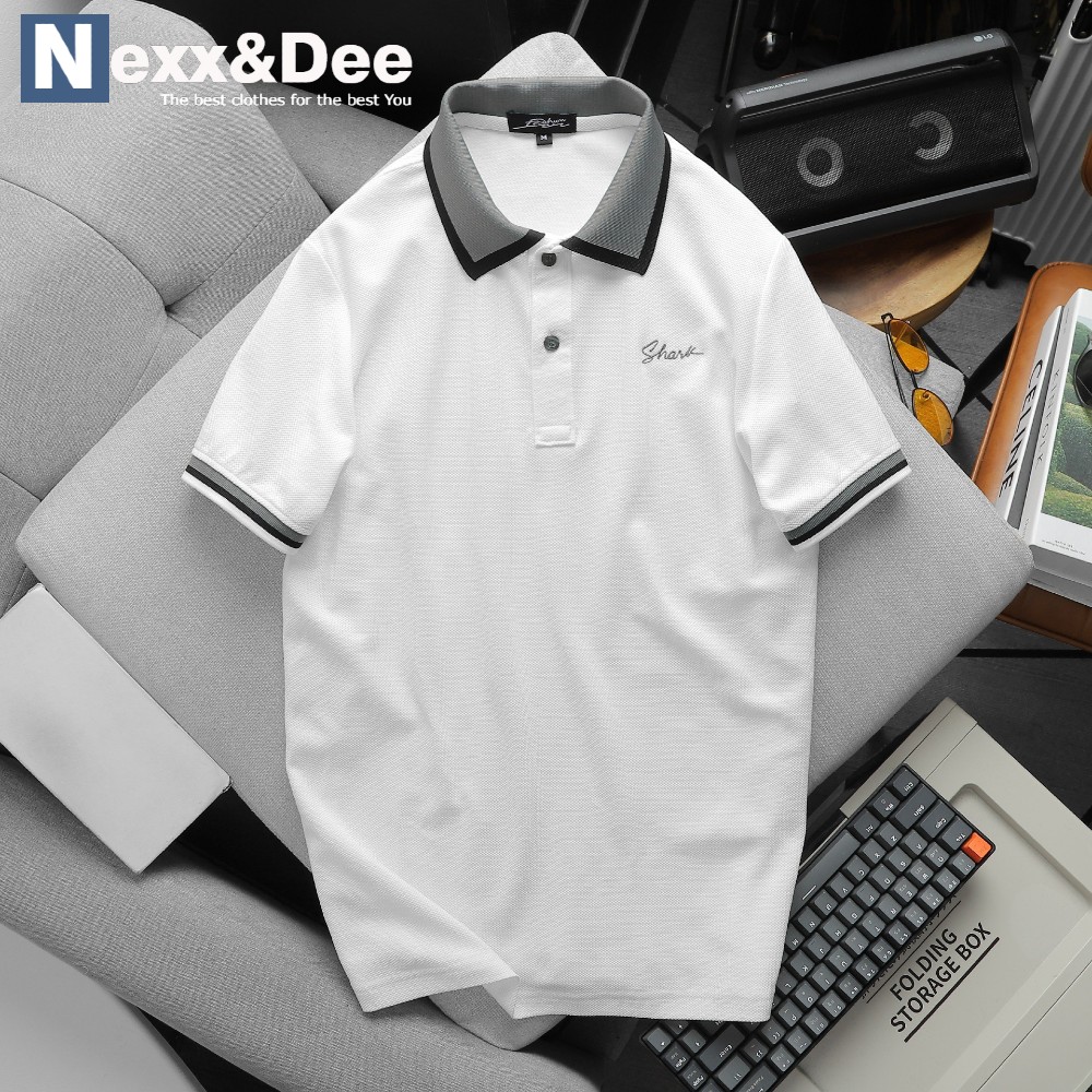 Áo thun polo nam cá sấu có cổ phối sọc ngang ở cổ cao cấp Nexx&Dee -PL10