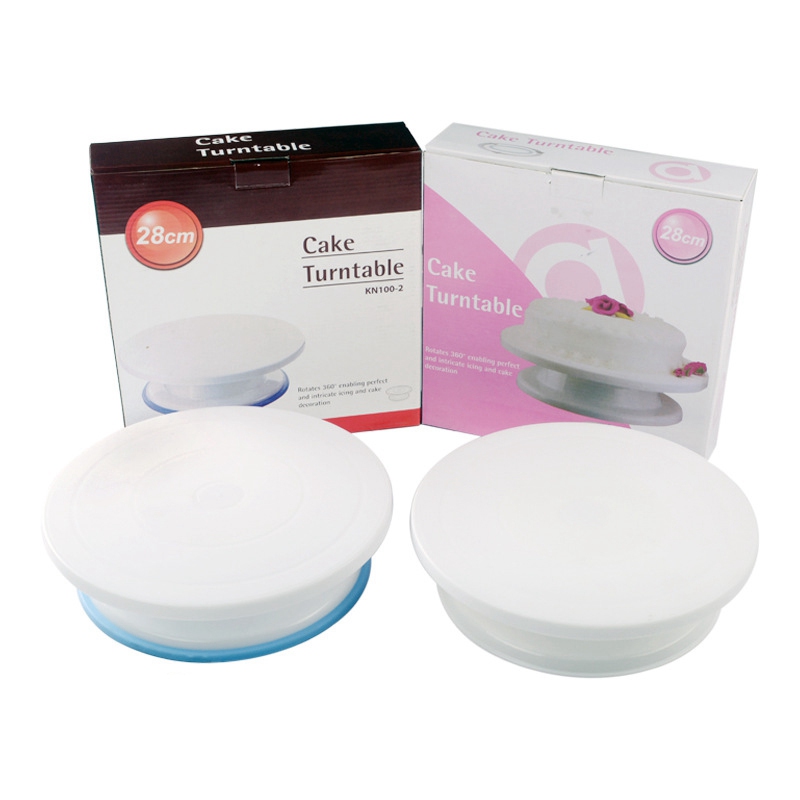 Bàn Xoay Nhựa Trang Trí Bánh Kem Đế Silicon Chống Trơn Trượt 28cm