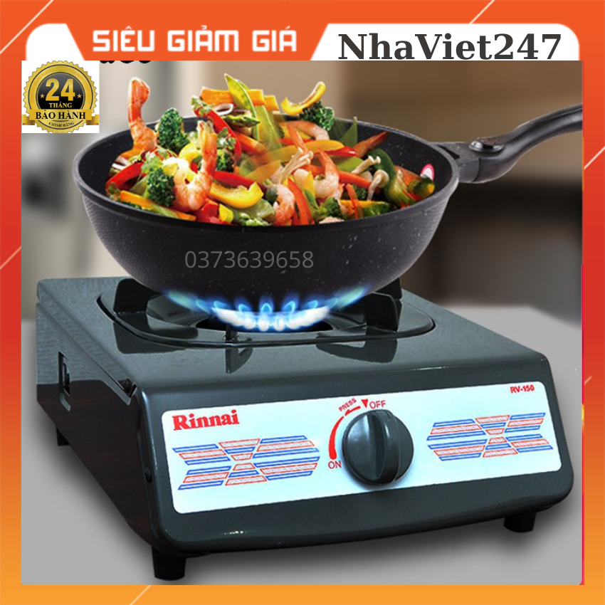 Bếp gas đơn Rinnai RV-150-Bếp ga cá nhân,sinh viên 1 lò nấu,bếp tốt ,an toàn,tiết kiệm ga,giá rẻ,chính hãng+ Bộ van dây tự động ngắt gas-bảo hành 24 tháng