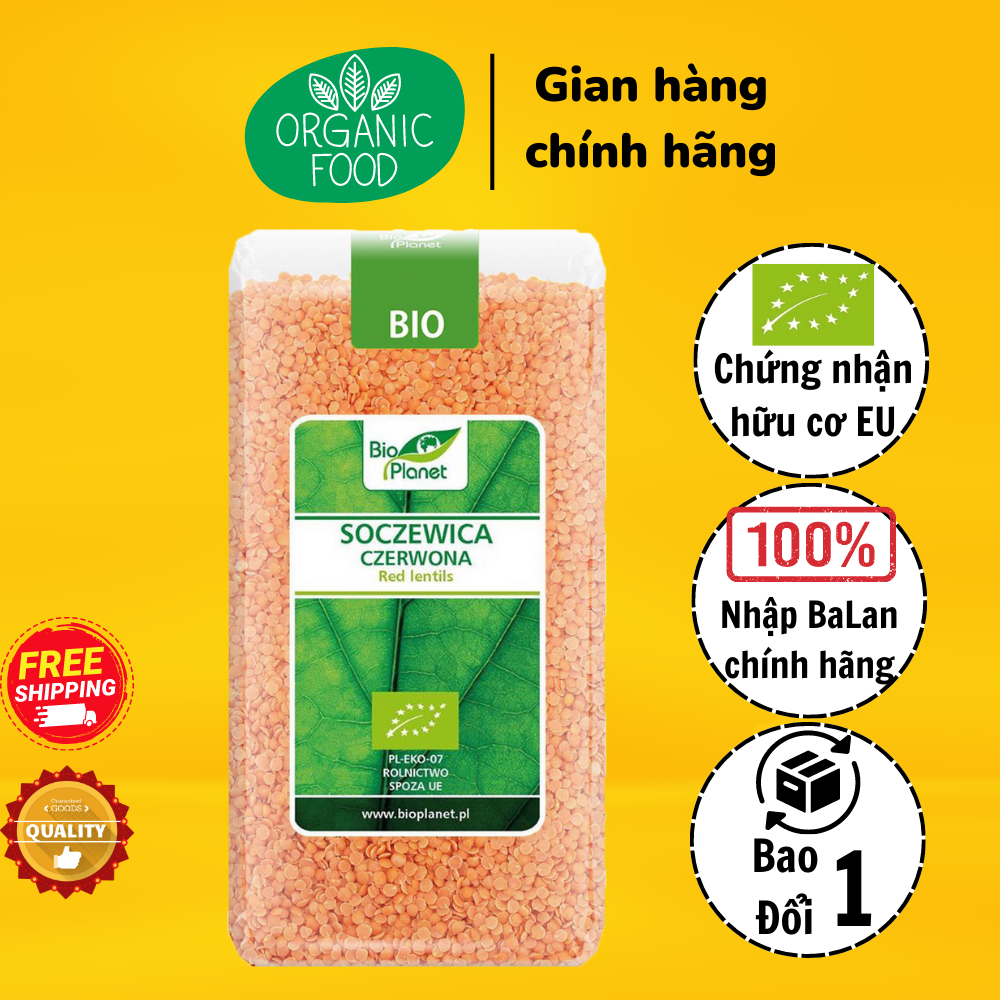 Đậu Lăng Đỏ Bio Planet Hữu Cơ 500g - Tốt Cho Sức Khỏe - Đậu nhập khẩu Ba Lan - Organic Red Lentils