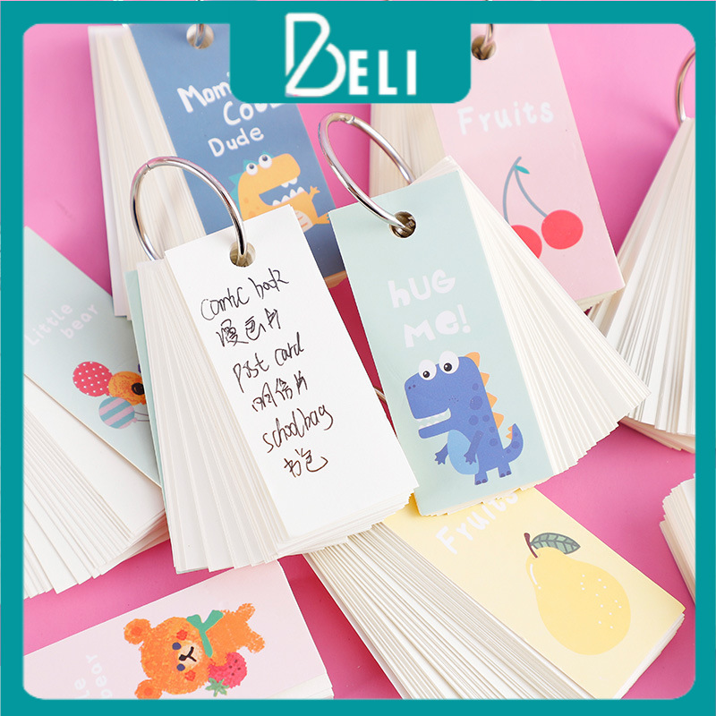Bộ 90 thẻ Flashcard BELI, thẻ trắng cao cấp siêu dày bìa cute, tiện dụng trong học Tiếng anh ngôn ngữ