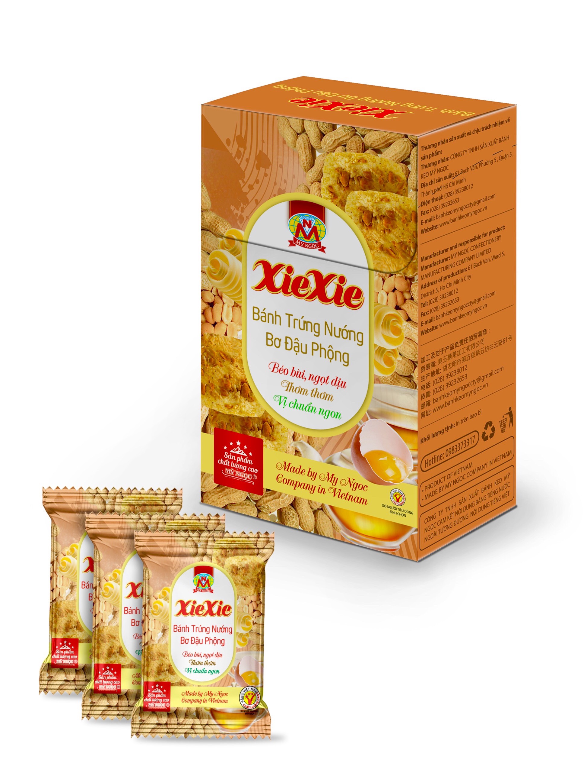 XieXie _ 160g _ 2 Hộp Bánh Trứng Nướng Bơ Đậu Phộng Sữa Tươi