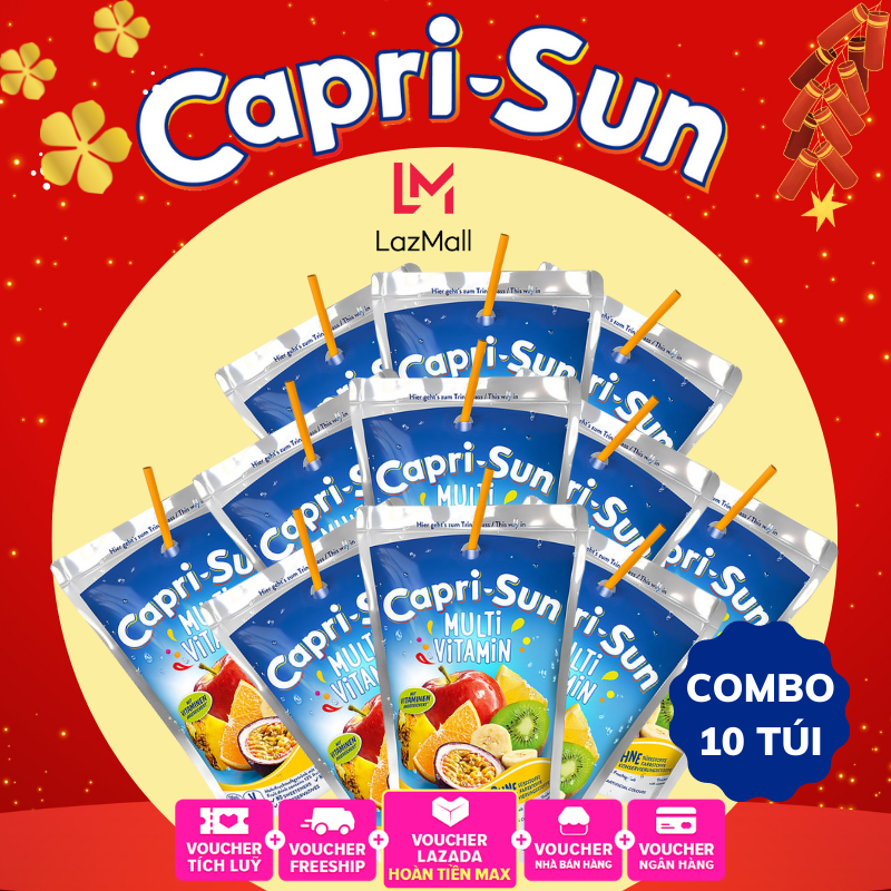 {Combo 10 túi} Nước trái cây Capri Sun vị MultiVitamin 200ml - hàng nhập khẩu Đức chính hãng