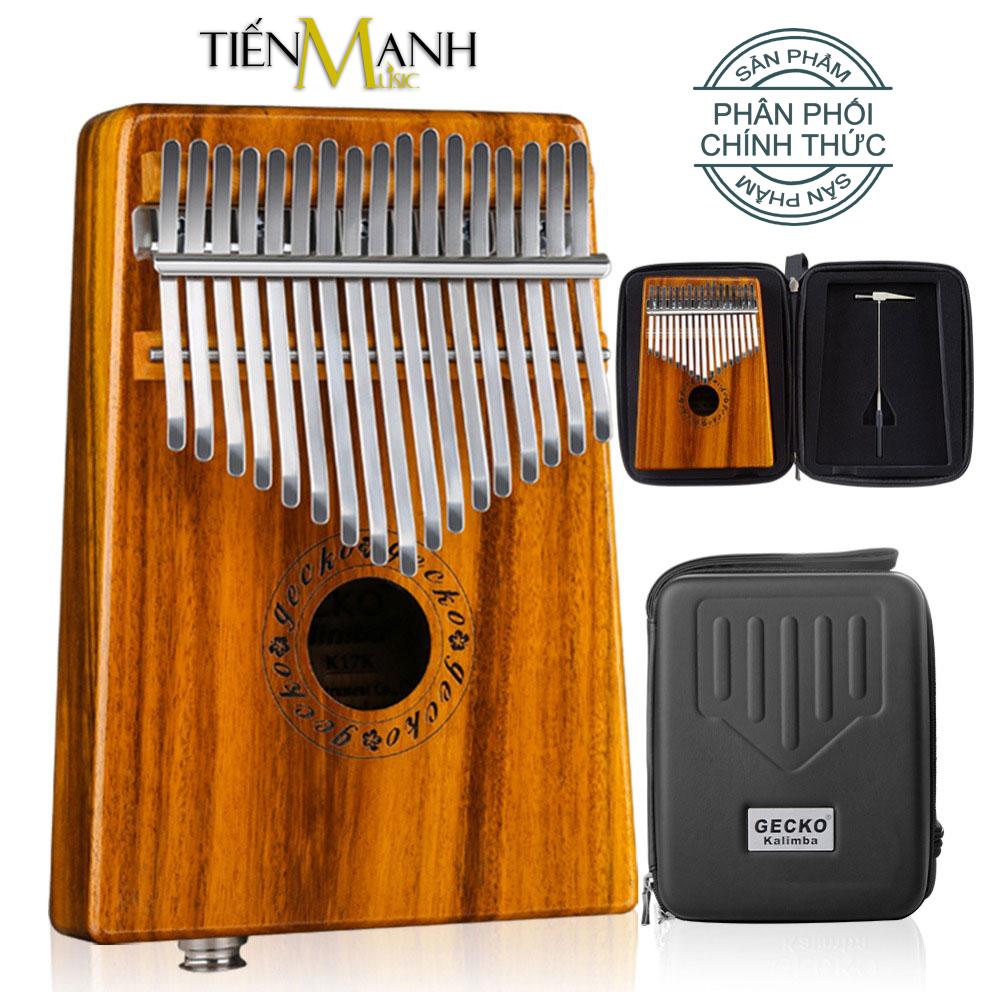 Combo Đàn Kalimba Gecko 17 Phím K17KEQ và Hộp đựng - Hãng phân phối chính thức (Có EQ - Gỗ Koa - Mbira Thumb Finger Piano 17 Keys - Kèm Sticker dán note, Decal xanh đỏ, Búa chỉnh âm, Túi đựng, Khăn lau, Sách học - Giúp cảm thụ âm nhạc tốt)