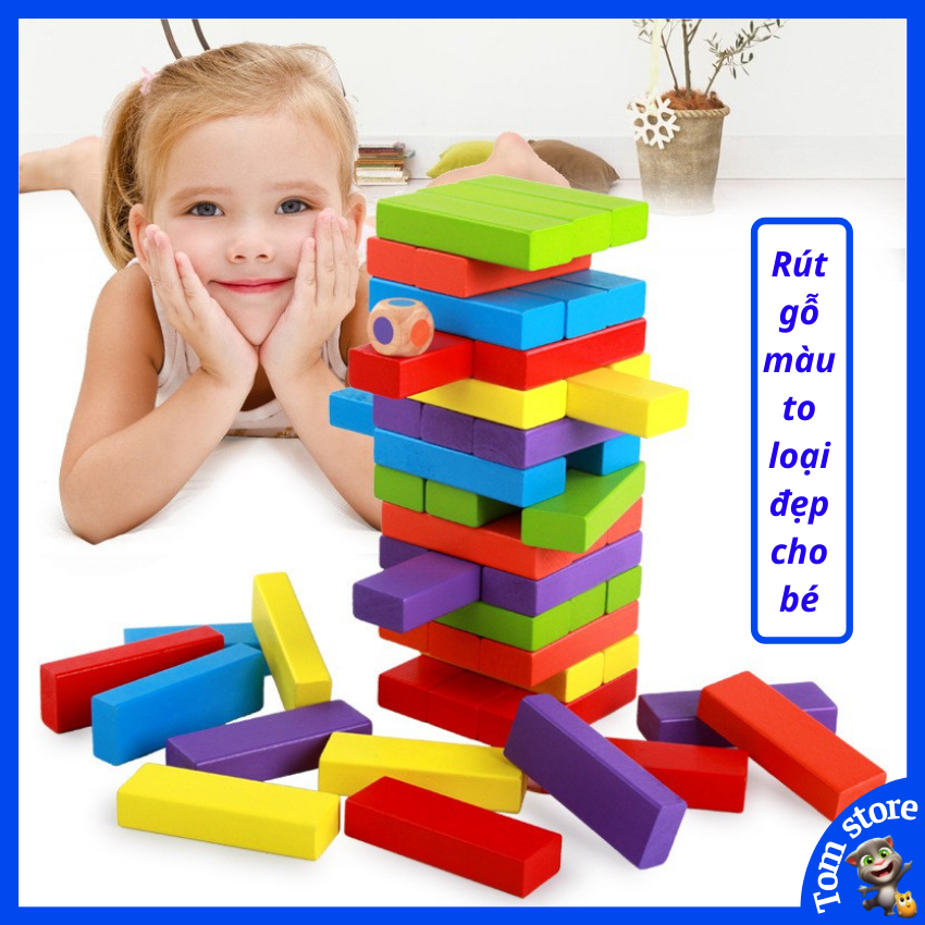 Đồ chơi thông minh cho trẻ em, trẻ con bộ rút gỗ màu, xếp hình bằng gỗ loại to, đẹp cho bé trai, gái 2 3 4 5 6 7 tuổi. Trò chơi trí tuệ cho trẻ nhỏ TOM