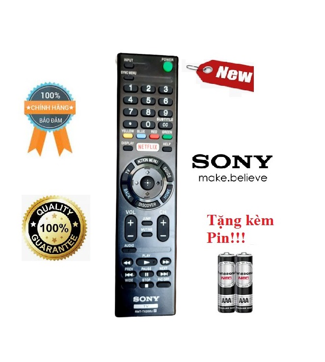 Điều khiển Tivi Sony RMT-TX200U Hàng mới chính hãng 100% Tặng kèm pin