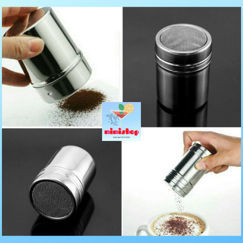 Lọ rắc cacao inox. lọ rắc bột trang trí inox xịn. hủ rắc bột pha chế - dụng cụ pha chế