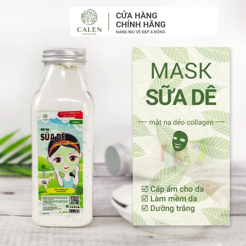  Mặt nạ sữa dê dẻo Calen Nature's Farm  dưỡng trắng làm mềm da như da em bé chai 200gram 