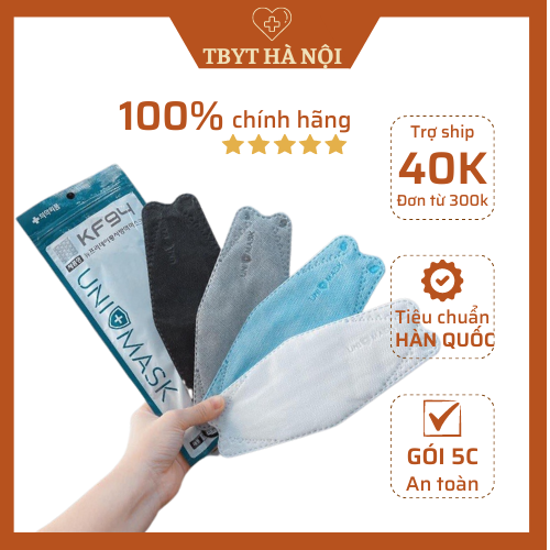 COMBO 50 chiếc Khẩu trang 4 lớp 4D UNI MASK, tiêu chuẩn Hàn Quốc KF94 Chống bụi mịn và kháng khuẩn