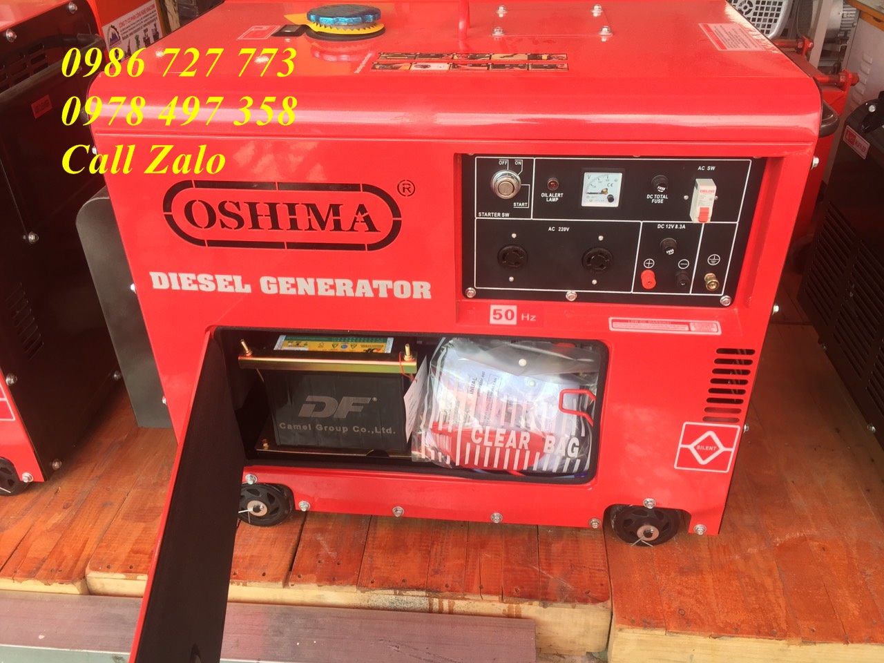 Máy phát điện có tủ chống ồn 5kw, máy phát điện oshima 6500