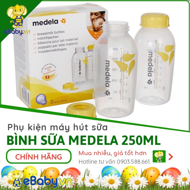 Bình sữa chính hãng của medela - phụ kiện dùng cho các loại máy hút sữa của medela - hàng chính hãng _ new 100% - bình chứa sữa dung tích 250ml - bình medela tách từ hộp nguyên seal - hàng có sẵn
