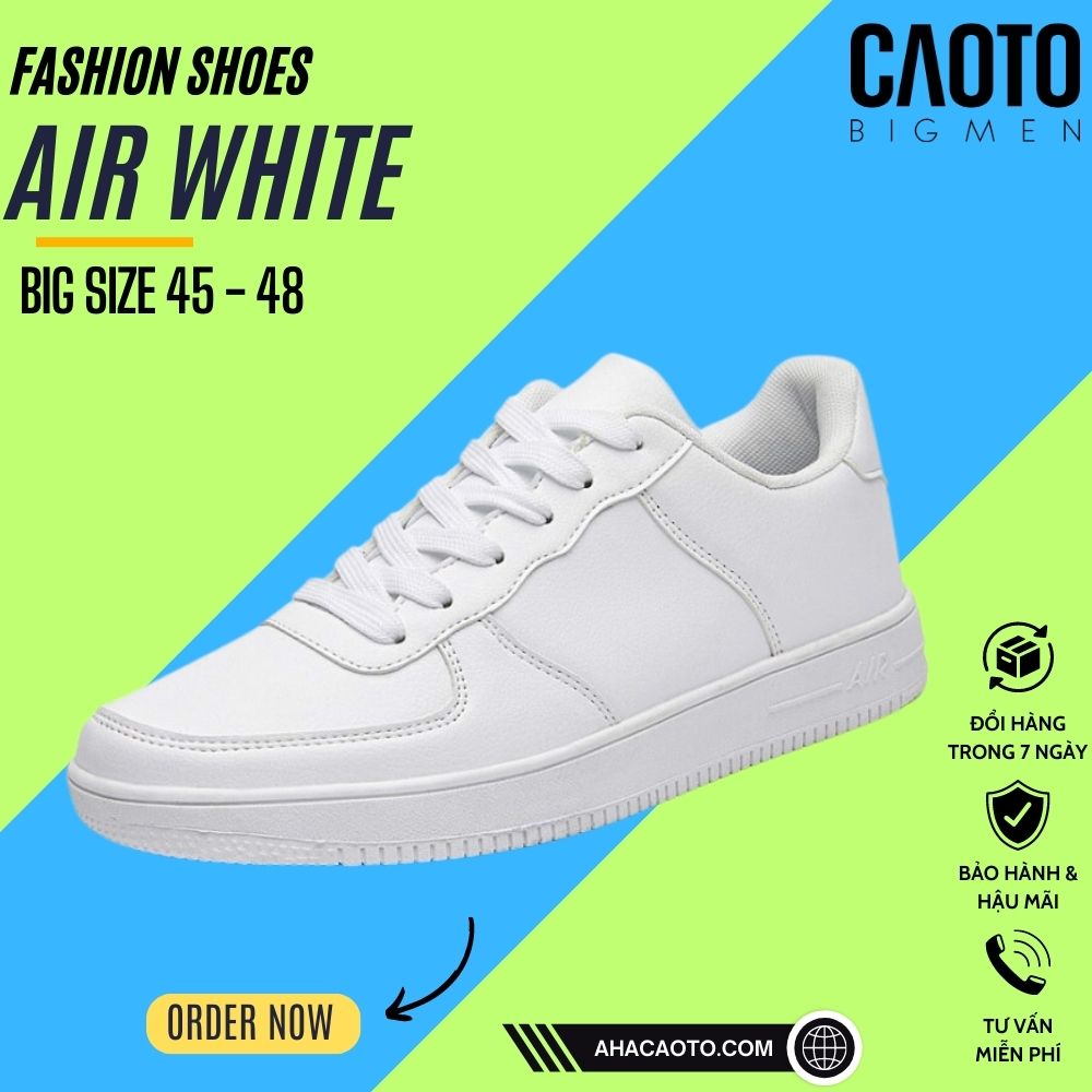 Giày sneaker big size nam air while đế nhẹ - giày sneaker big size nam 45 46 47 48