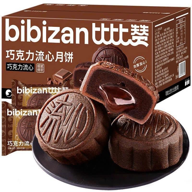 Bánh Trung Thu Lava Bibizan Nhân Socola Chảy Hộp 12 Chiếc 540g Siêu Ngon Không Ngọt Gắt