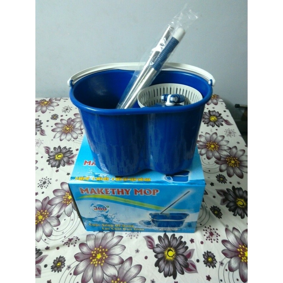 Thùng lau nhà 360 độ, bộ chổi lau nhà 360, bộ lau nhà xoay 360 độ makethy, cây lau nhà thông minh xoay 360 độ