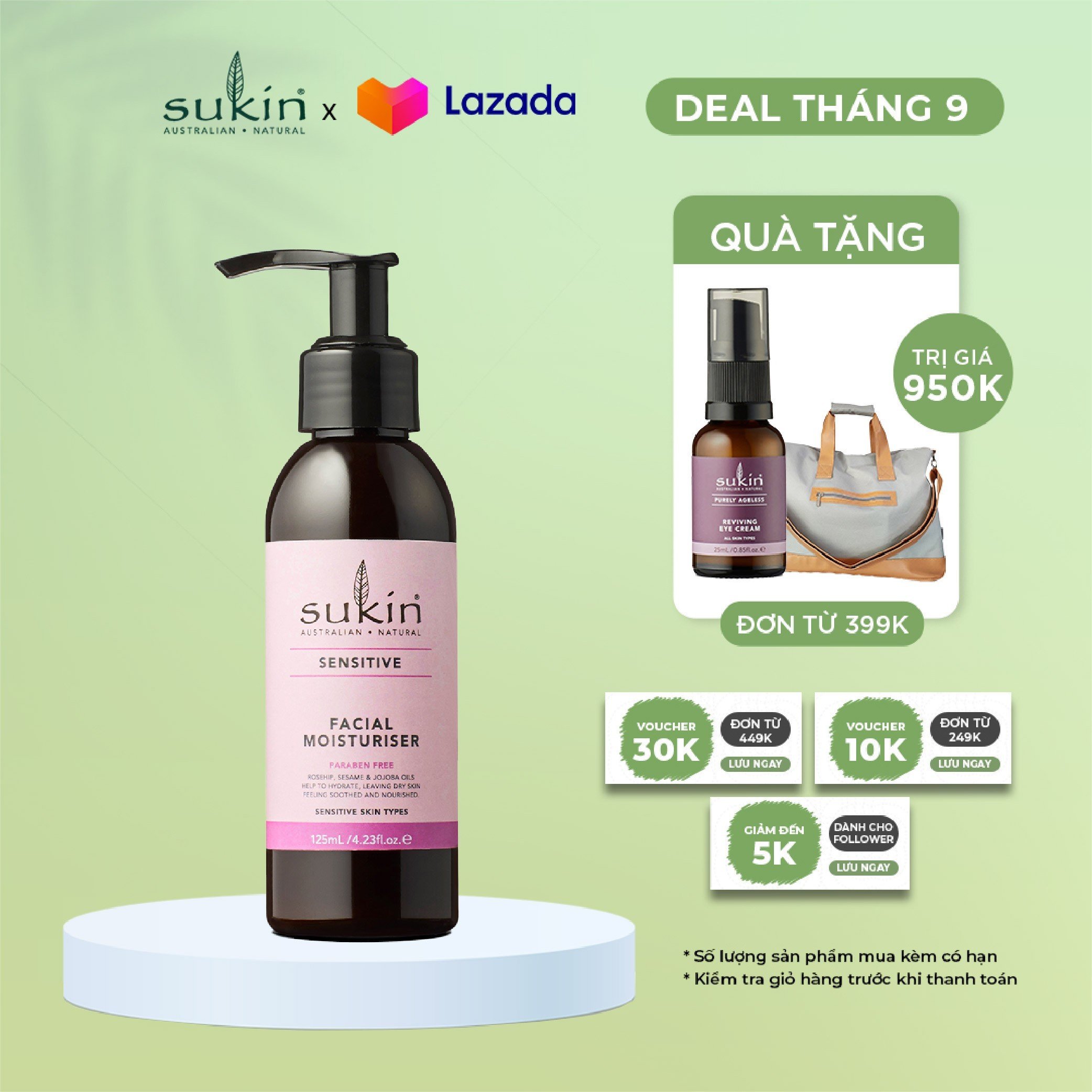 Kem Dưỡng Ẩm Dành Cho Da Nhạy Cảm Sukin Sensitive Facial Moisturiser 125ml