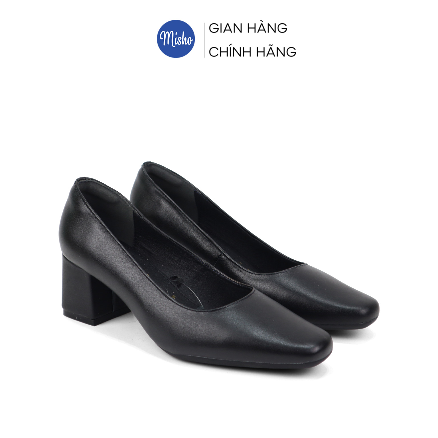 Giày cao gót mũi vuông da thật Misho 1017