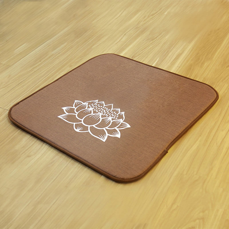 Đệm thiền lễ phật tụng kinh in hoa sen, dày 2cm, màu nâu & xám, nhiều cỡ 60cm, 70cm, 80cm