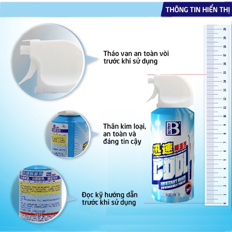 Bình xịt làm lạnh nhanh cho ô tô xe máy Instant Freeze Cool 180ml - 300ml - hạ nhiệt đỗ nhanh, khử mùi hiệu quả
