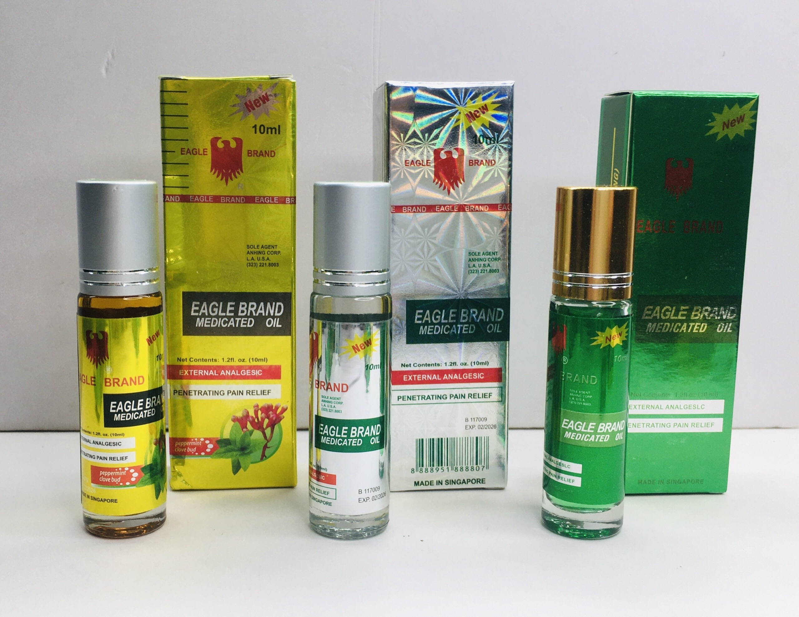 Dầu gió xanh Eagle Brand Medicated Oil dạng lăn 10ml-Hàng Mỹ
