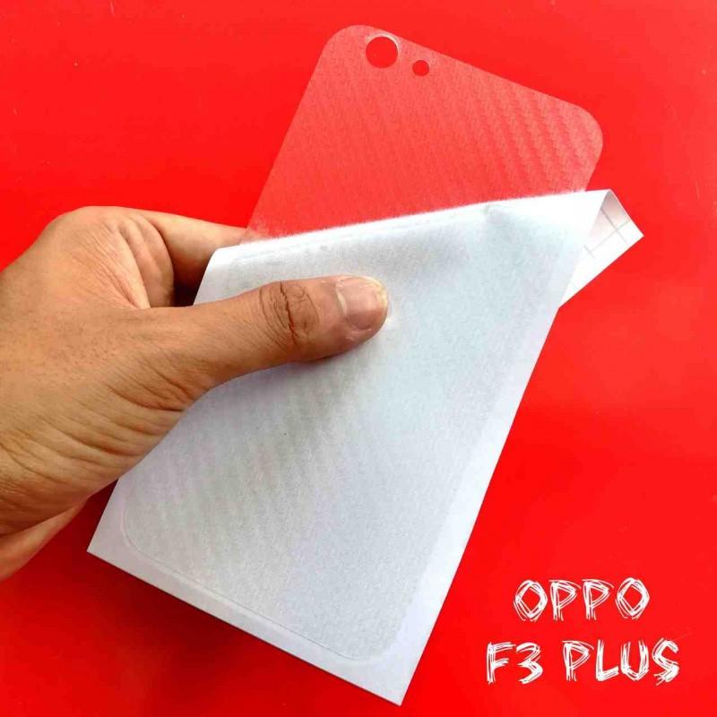 10 Miếng dán chống xước mặt lưng oppo F3 plus.Dán vân cacbon 3D trong suốt.