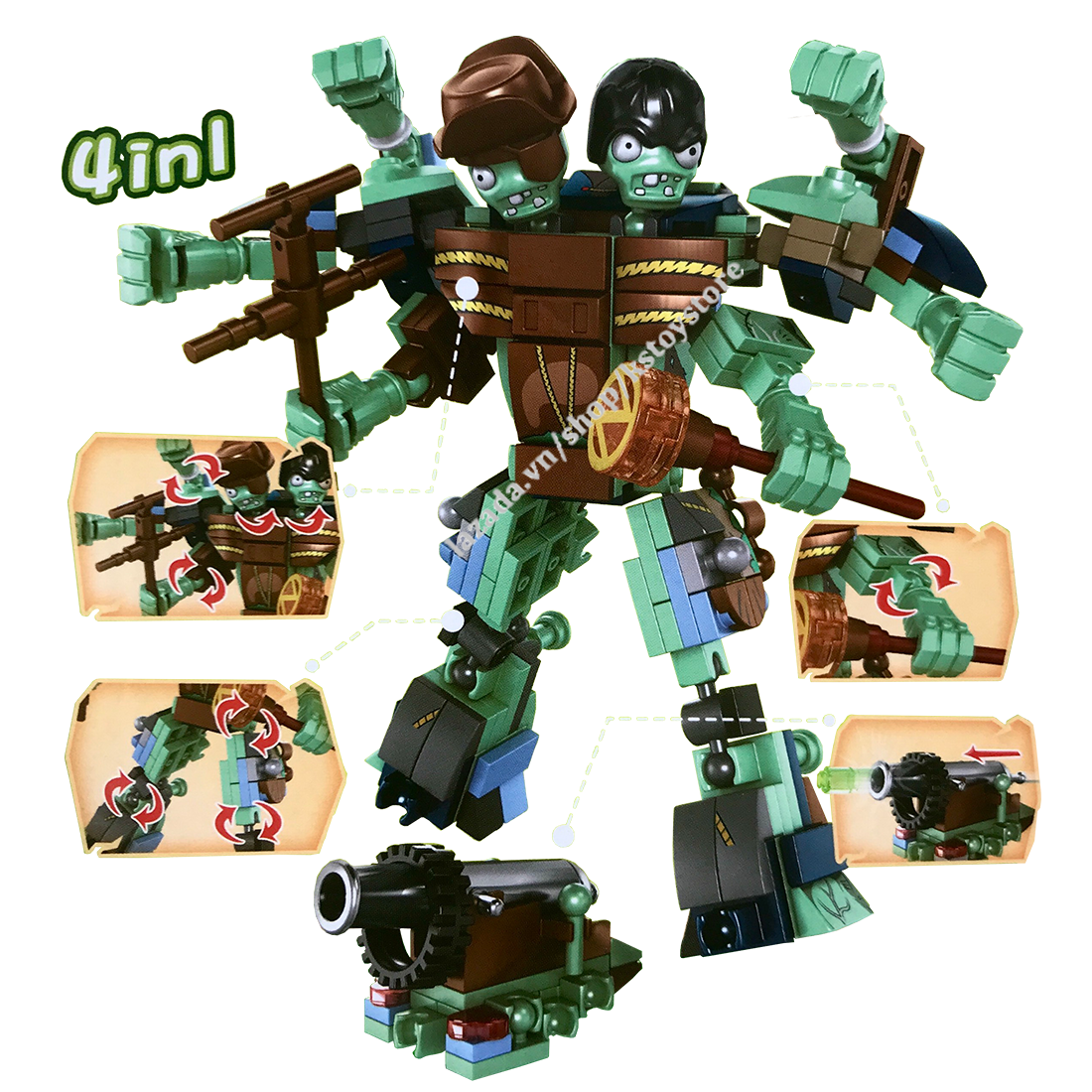 Bộ đồ chơi xếp hình lego lắp ráp plants vs zombies hoa quả nổi giận phần 2 size nhỡ sy1493