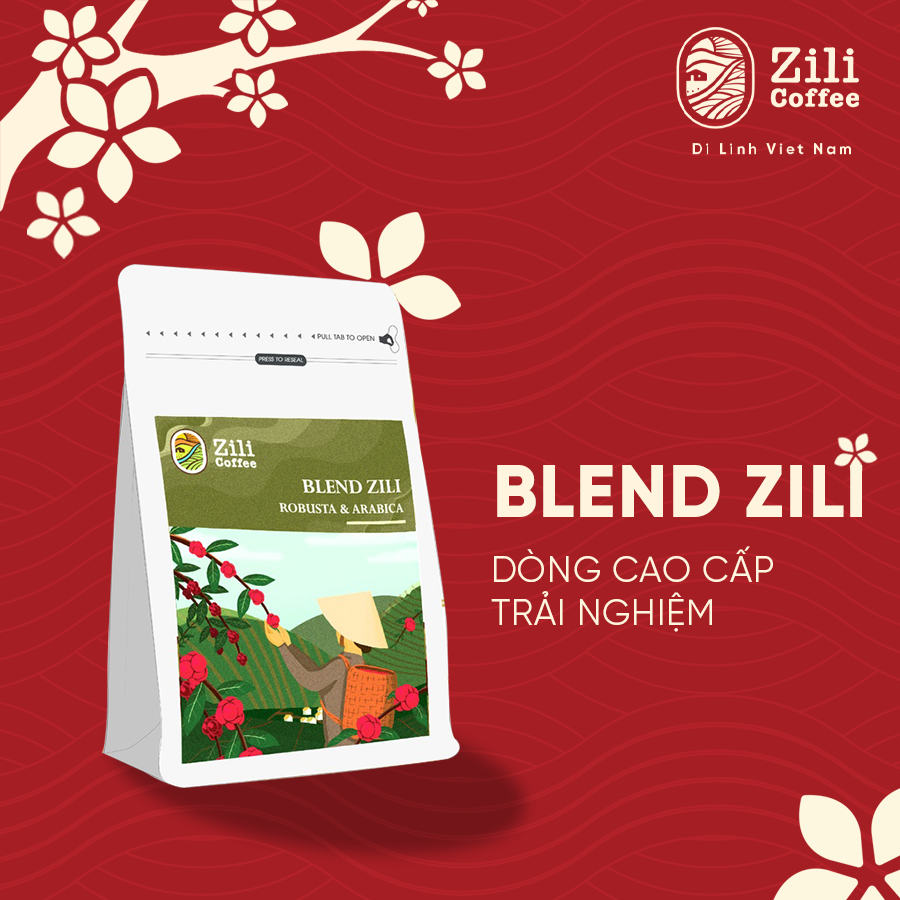 Cà phê blend zili nguyên chất 100% rang mộc zili coffee - vị chua thanh, thơm nhẹ, hậu ngọt