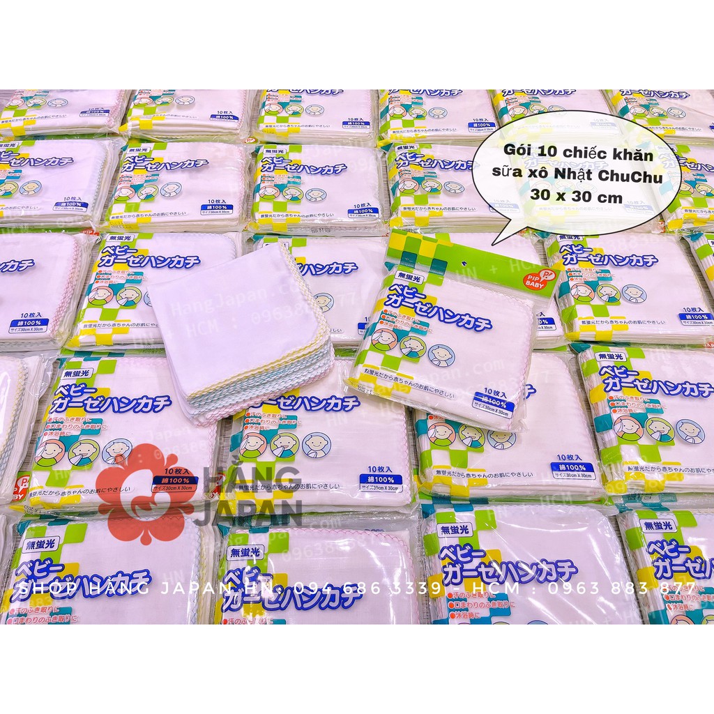 Túi 10 chiếc khăn sữa nhật chu chu - khăn sữa xô chất đẹp cho bé - btt00316