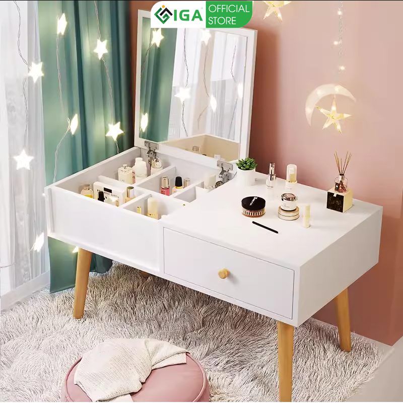 Bàn trang điểm ngồi bệt mini gương gấp đa năng thương hiệu IGA  - GP143