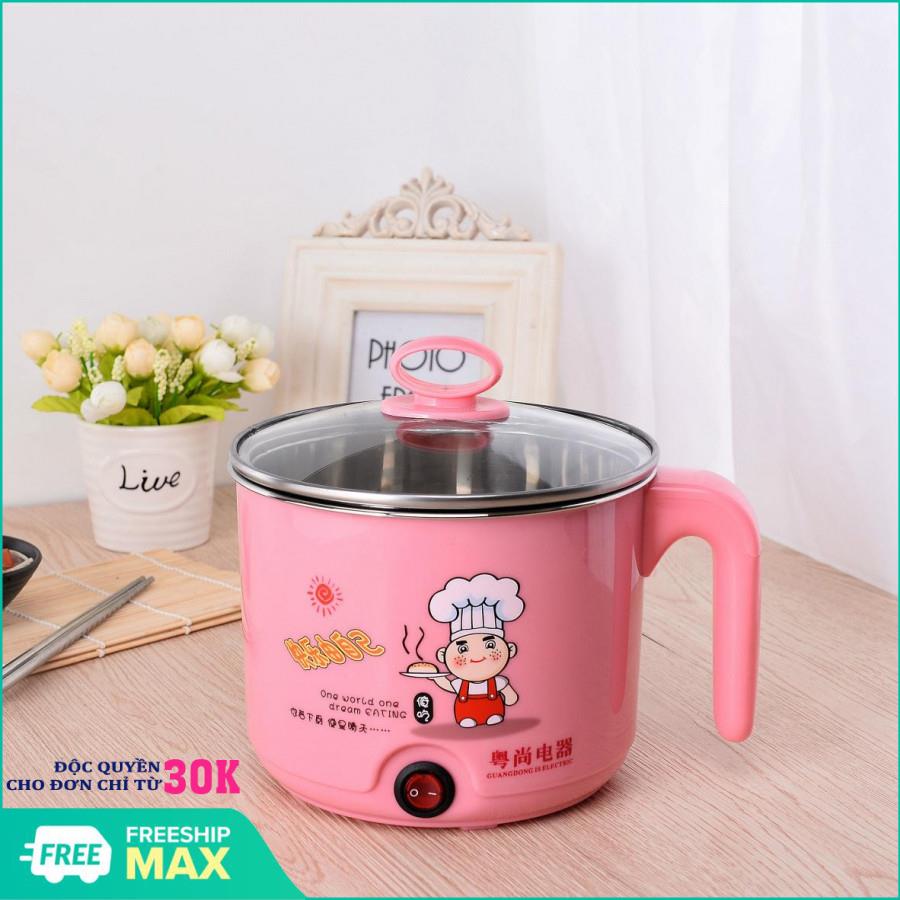 Nồi lẩu mini 2 trong 1 siêu tốc/nồi lẩu điện mini giá rẻ 1.8L, Nồi nấu cháo cho trẻ - Ca lẩu điện mini Nấu mì SIÊU NHANH - ca nấu mì kiêm nồi lẩu mini 1L8 loại to kèm vỉ hấp và khay luộc trứng