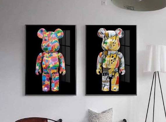 Tranh treo tường phòng khách, phòng ngủ phong cách minimal, tặng kèm đinh treo, tranh canvas treo tường. Tranh treo tường con gấu
