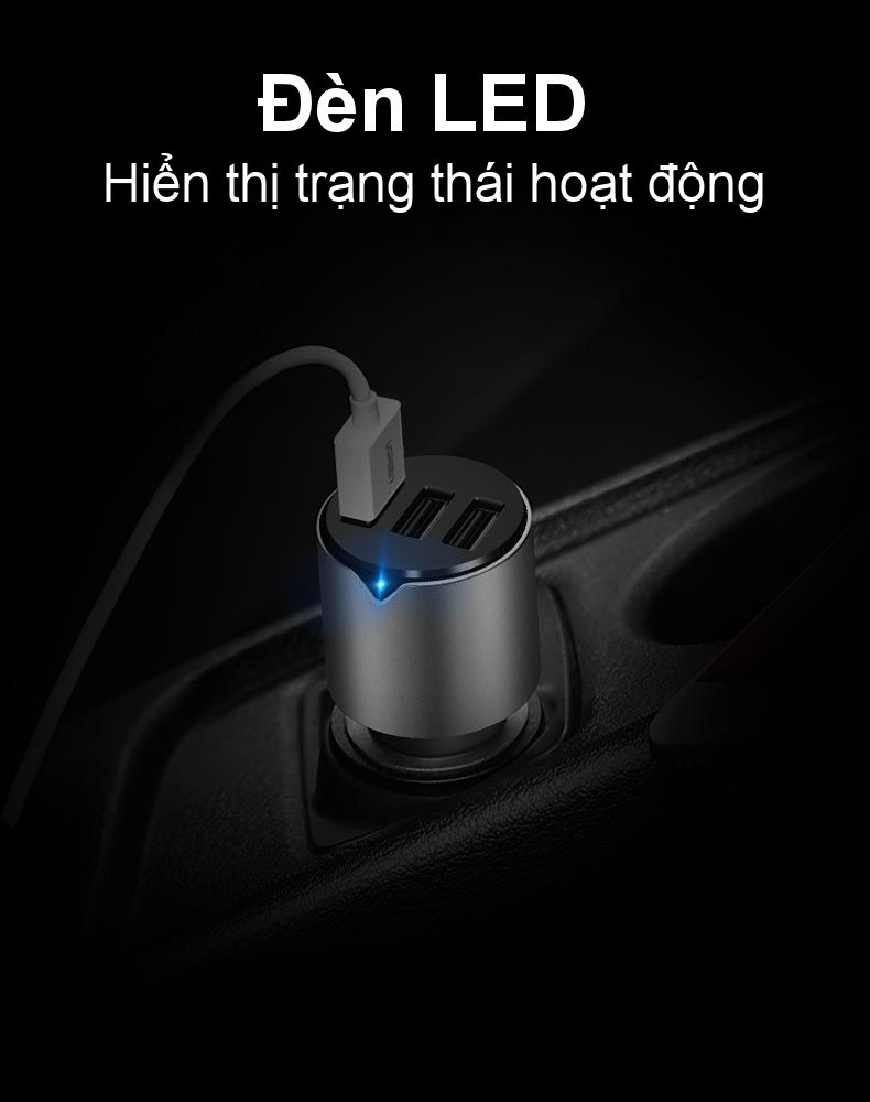Sạc điện thoại hỗ trợ 3 cổng USB 2.0 trên xe hơi, dòng tối đa 2.4A UGREEN CD165 40733 Sạc điện thoại hỗ trợ 3 cổng USB 2.0 trên xe hơi, dòng tối đa 2.4A UGREEN CD165 40733