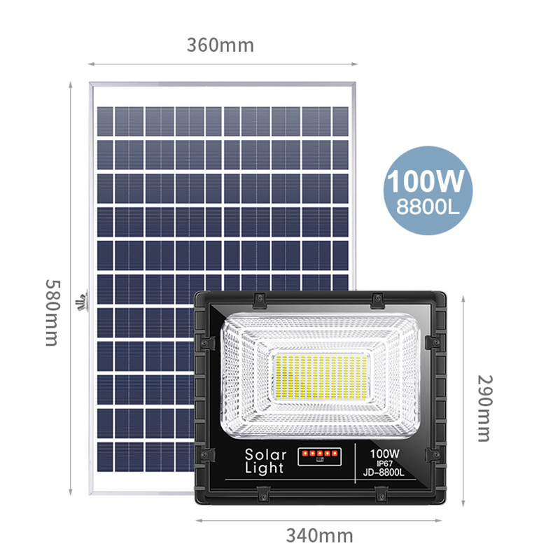Đèn pha năng lượng mặt trời 100w jd8800l - hàng chính hãng jindian, mới 100%