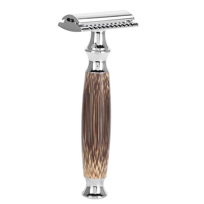 Dao cạo râu ecohub classic cán tre cao cấp tặng 2 lưỡi cạo thay thế | eh007