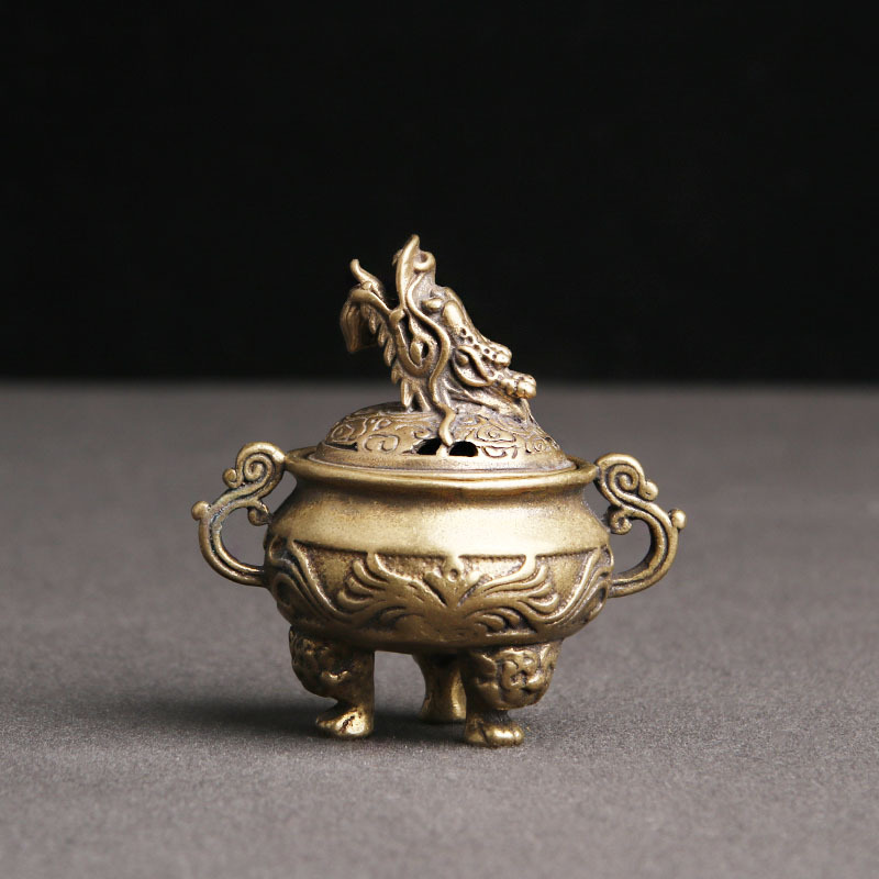 Tượng Phong Thủy Hình Lư Hương Rồng 3 Chân (Kích Thước: 5.2cm x 5.0cm)
