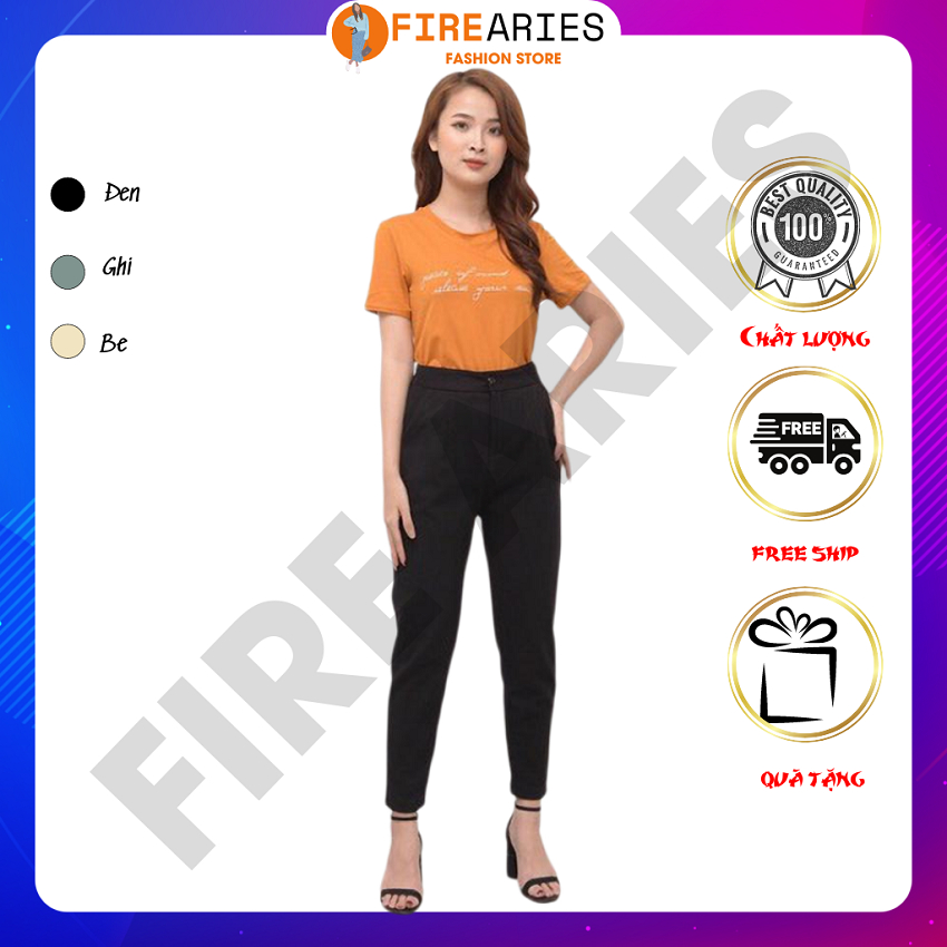 Quần baggy nữ mùa đông FIRE ARIES QA015 - Quần tây công sở nữ lưng cao chất dạ dày dặn thiết kế khóa kéo trước, chun sau tiện lợi thích hợp mặc đi làm, đi chơi, đi học