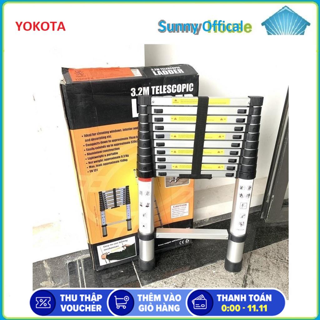 Thang Nhôm Rút Gọn Ladder Yokota Loại 3.2m Chịu Tải 150kg Thiết Kế Tiện Dụng Bảo Hành Chính Hãng 12 Tháng