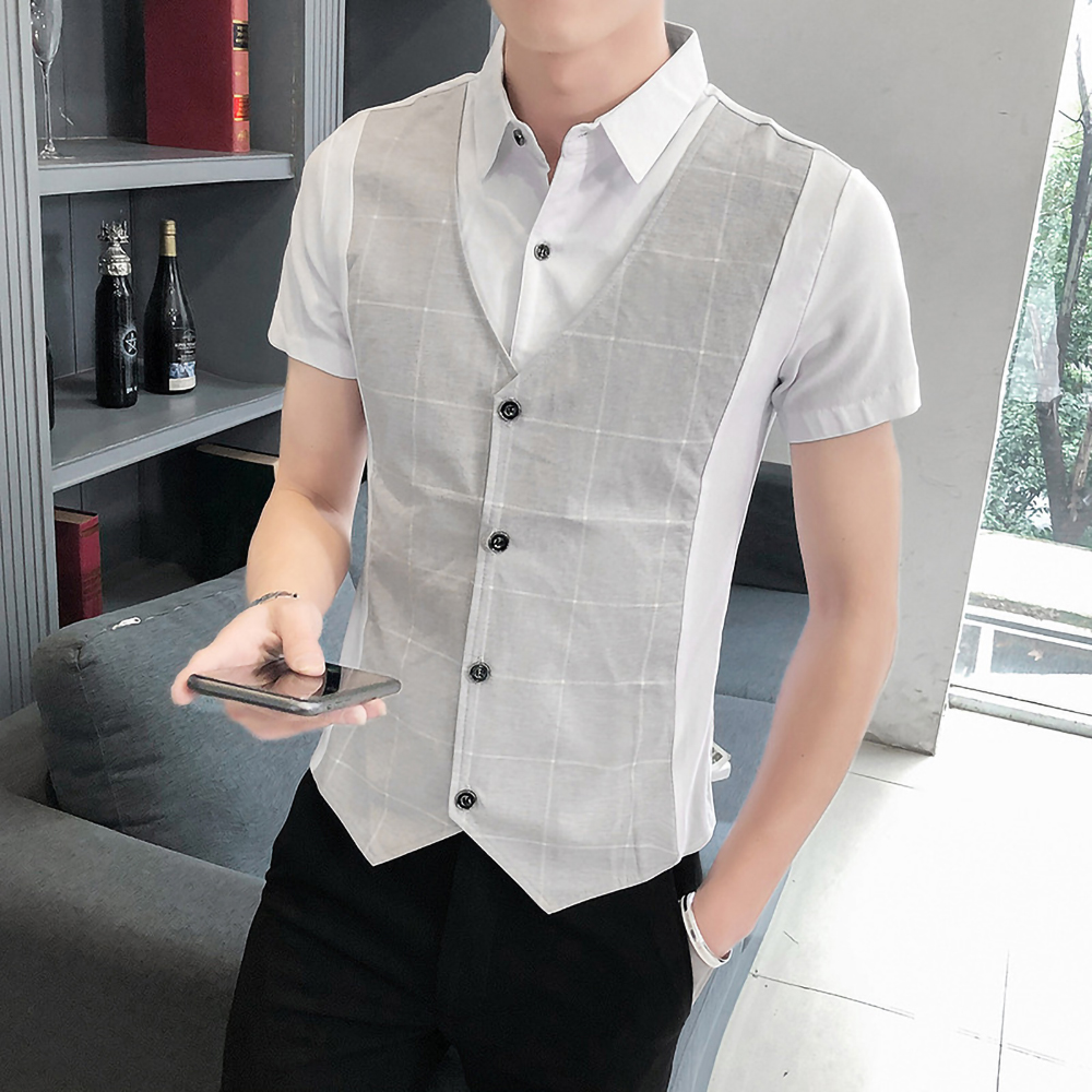 Áo sơ mi, Áo sơ mi nam cộc tay phối Gile, tạo điểm nổi bật cho chiếc áo của bạn sang trọng lịch lãm H42