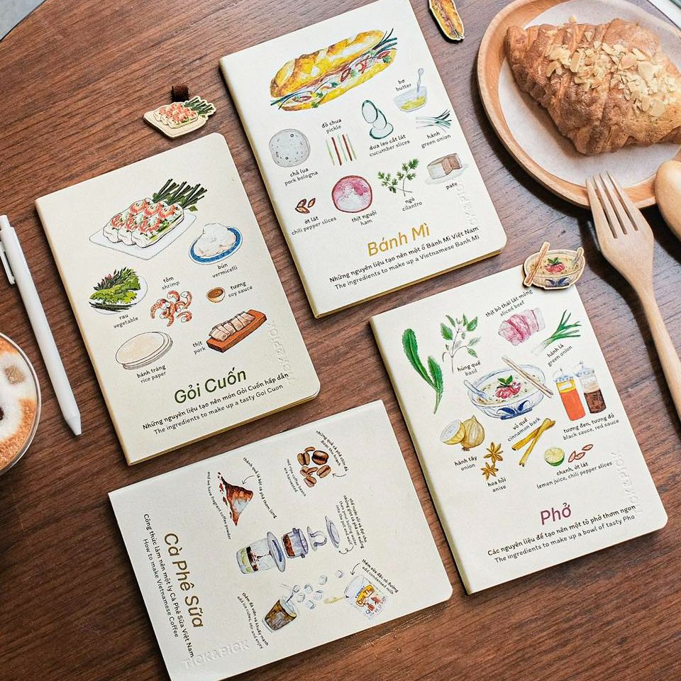Sổ tay bìa da pu 120 trang họa tiết dễ thương và độc đáo The Craft House