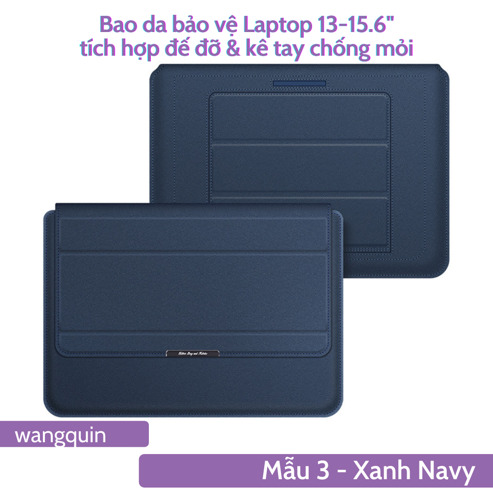 Sẵn VN - SHIPNOW W&Q Bao Da Bao Laptop Macbook 13 - 13.3 - 14 - 15.4 - 15.6 inch Sang Trọng Cao Cấp Nhiều Tính Năng Tích Hợp Giá Đỡ và Kê Tay