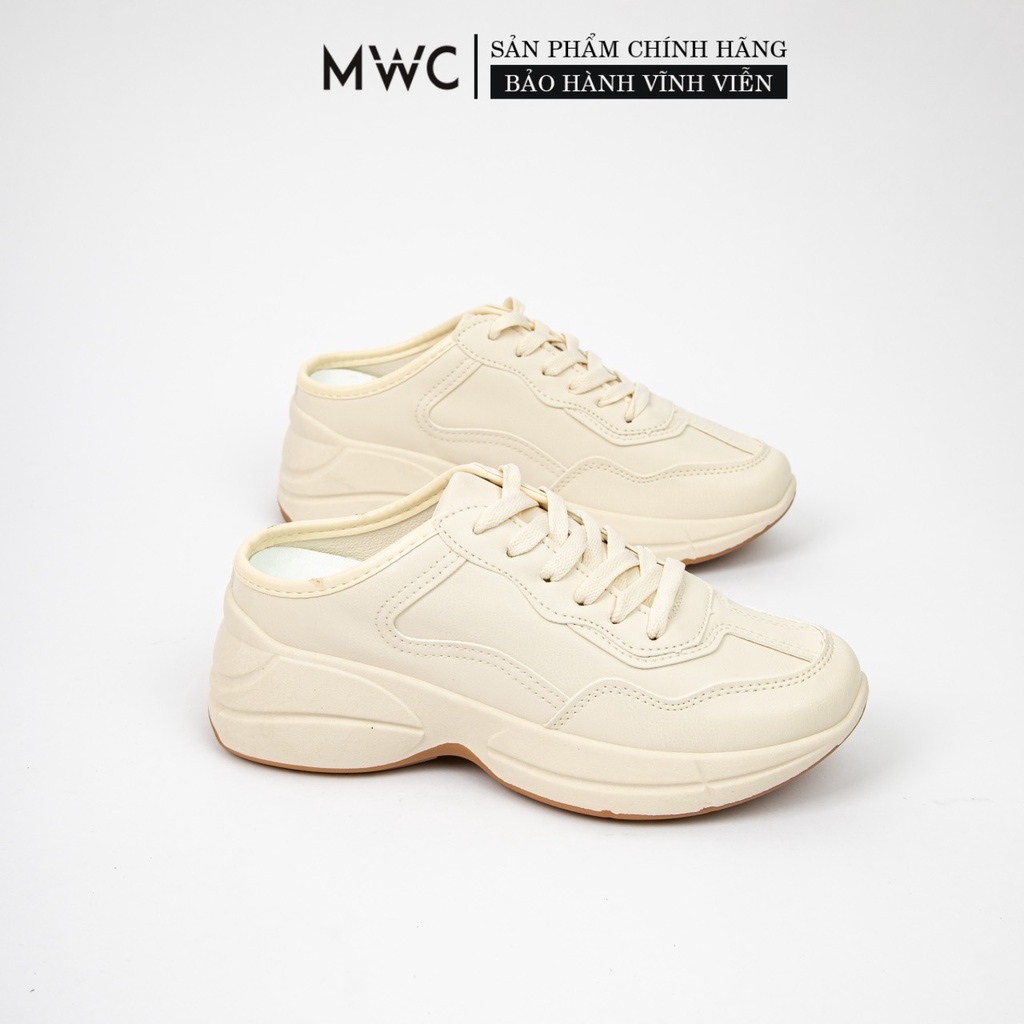 Giày sục thể thao nữ mwc - giày sục thể thao da cao cấp độn đế - giày sục thể thao trơn năng động cá tính nutt- 0419