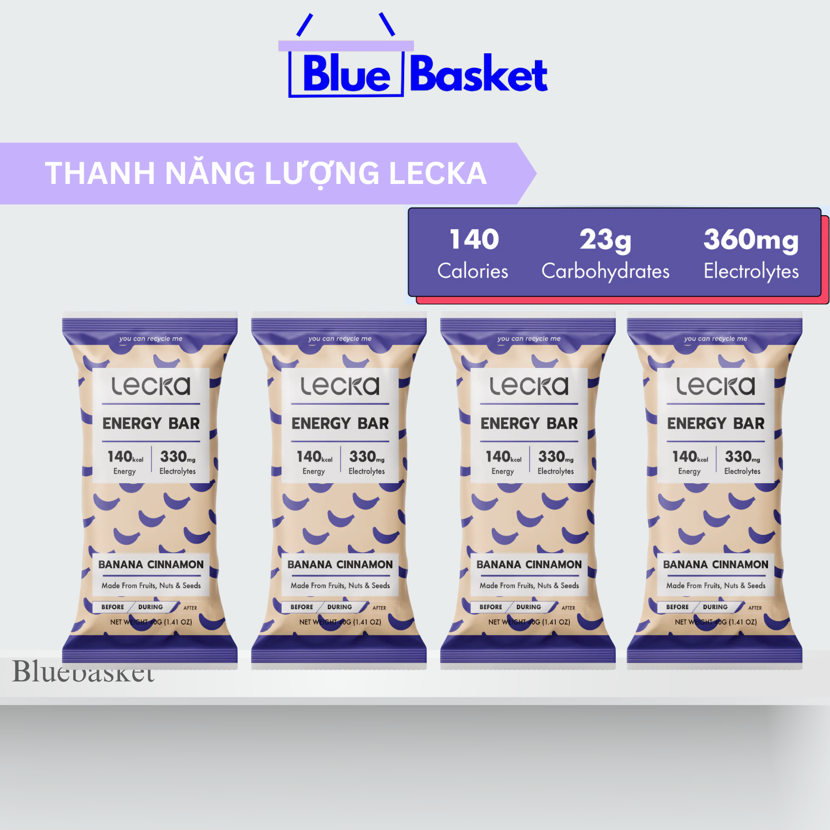 Combo 4 Thanh Năng Lượng Lecka 40Gx4 Chuối Quế Bổ Sung Dinh Dưỡng và Năng Lượng Nhanh Dùng Trong Thể Thao